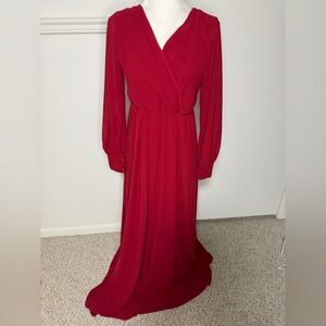 Ricarica Pink blush Maxi Long Sleeve Red Maternity Dress size L new with tag